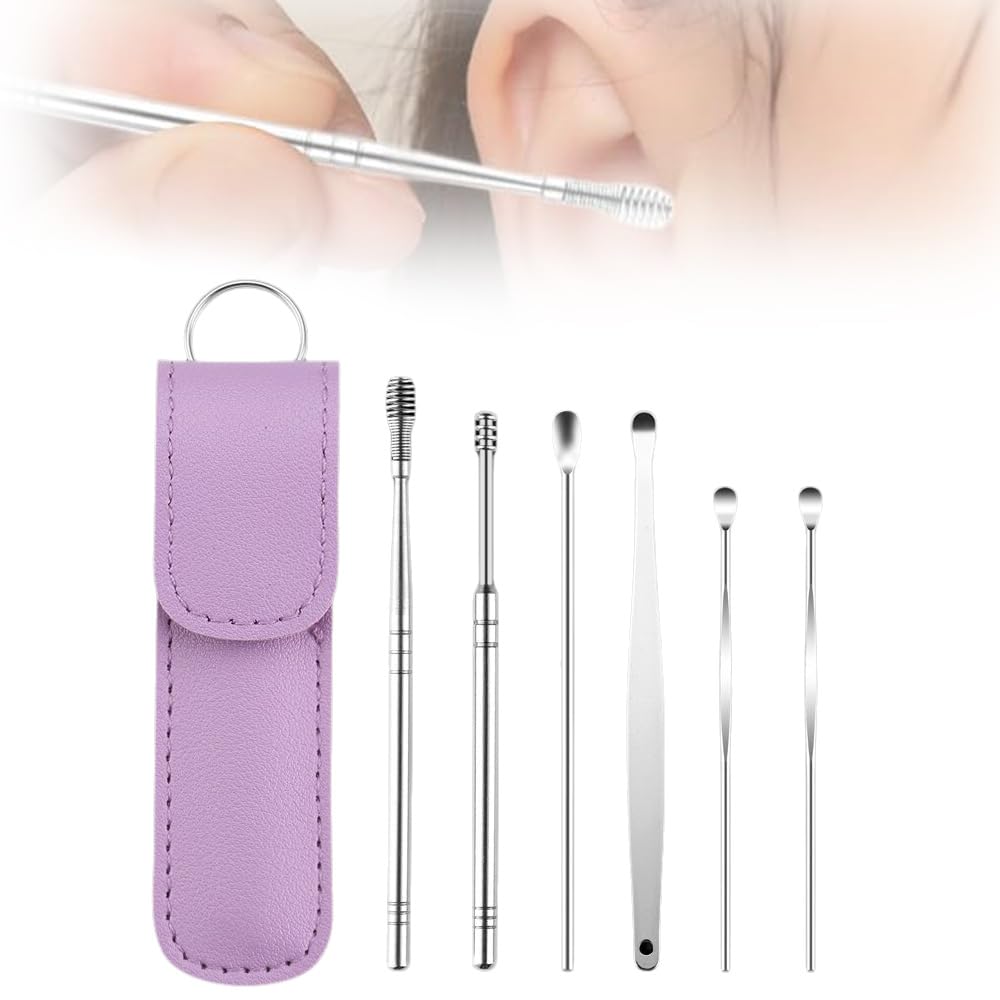 Ear Cleaner Ear Cleaning Tool Set Ear Cleaning Kit Portable Spiral Earwax Cleaner Tool Set Purple