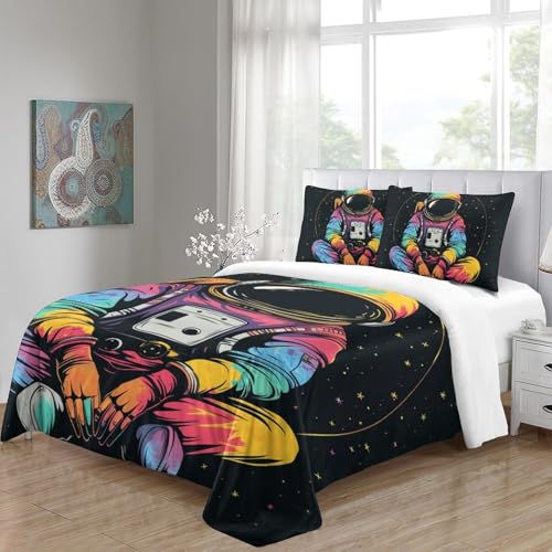 Housse de couette astronaute microfibre fermeture éclair lit king 220x240