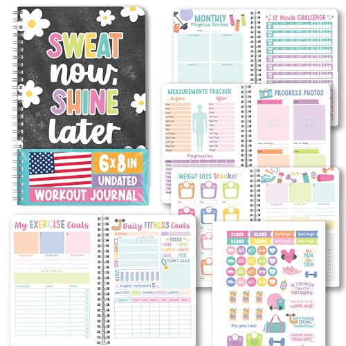 Hadley Designs Fitness Journal for Women - Workout Journal for Women Fitness Planner for Woman Workout Log Book Undated Gym Journals & Exercise Journals Gym and Health Notebook Birthday Gifts