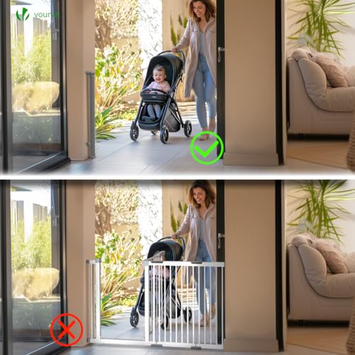 VOUNOT Treppenschutzgitter Türschutzgitter Ausziehbar 0-180CM, Kinderschutzgitter Absperrgitter Baby, Schutzgitter Treppe, Treppenschutzrollo für Kinder, Katzen und Hunde, Grau