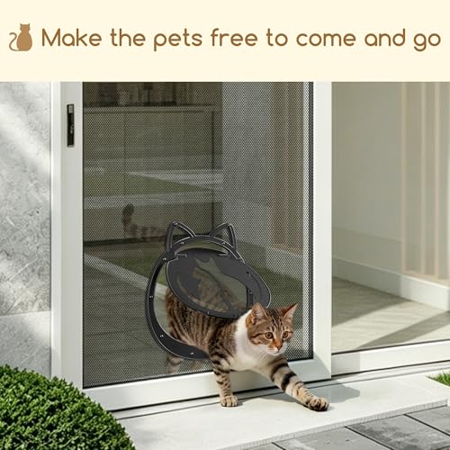 Cat Door for Screen Door with Magnetic Flap | Lockable Cat Screen Door, Up to 18 lbs, Inside Openning 10x10x0.5 inch, Tear-proof Mesh & Durable ABS Frame - Image 7