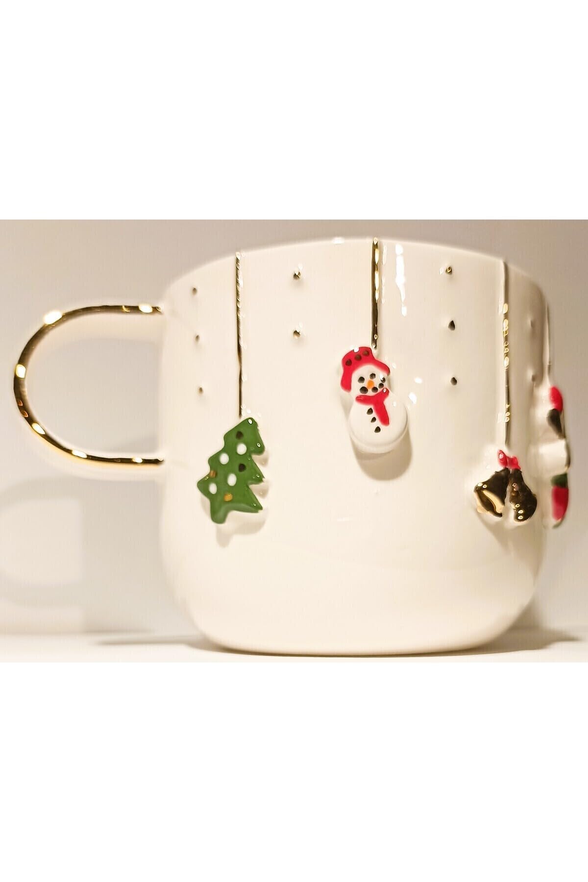 Celine's Wonders Kabartmalı 24 Ayar Altın Dekorlu El Yapımı Kupa 300 ml Yılbaşı Kupa Christmas Mug Yılbaşı Fincan 1 Adet