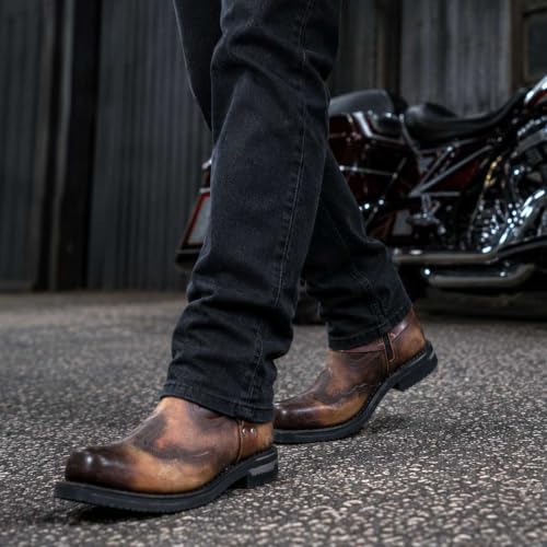 Image of Milwaukee Leather Men's Distressed Gray Leather 11-inch Classic Harness Square Toe Motorcycle Boots MBM9006 | Premium Material, Square Toe, Rider Ready, Durable Everyday Wear