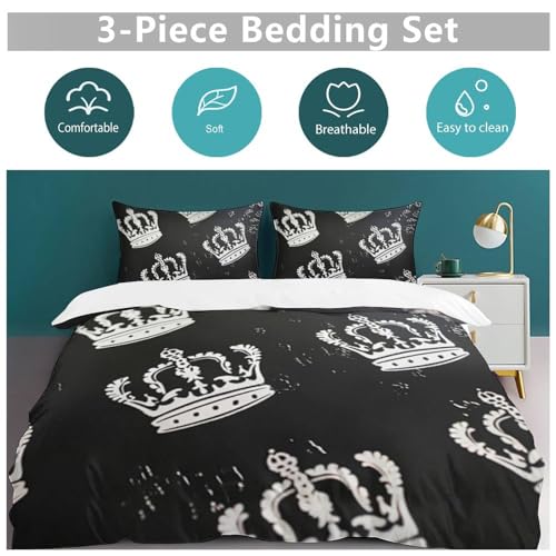 Juego de cama de 200x200 con corona negra para dormitorios modernos 6