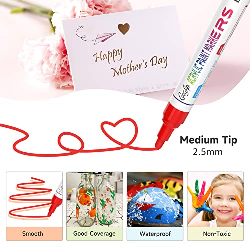 Coocani Premium 16 Colors Extra Large Paint Markers For Canvas, Wood, Glass, Mugs, Fabric, Ceramic,Rock Painting,Lettering,Card Making Diy Crafts (2.5Mm Medium Tip) #TOP2