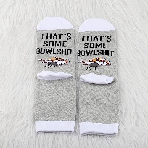 BDPWSS Bowling Lover Gift That's Some Bowlshit Funny Bowler Gift 2 Pairs Bowling Ball Socks Bowling Player Gift4