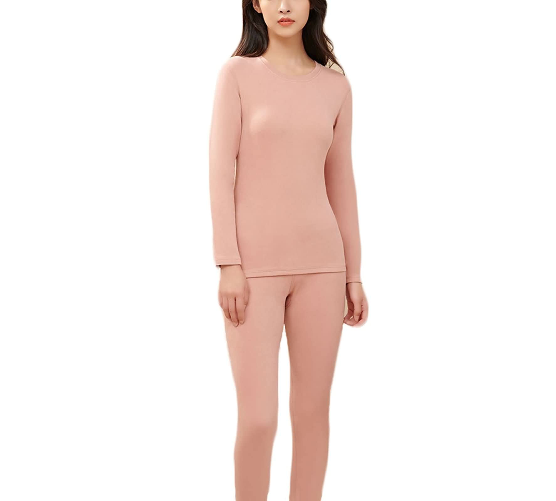 Daesar - Conjunto Dos Piezas Ropa Mujer,Conjunto de Ropa Interior Mujer Algodón Ropa Termica Rosa