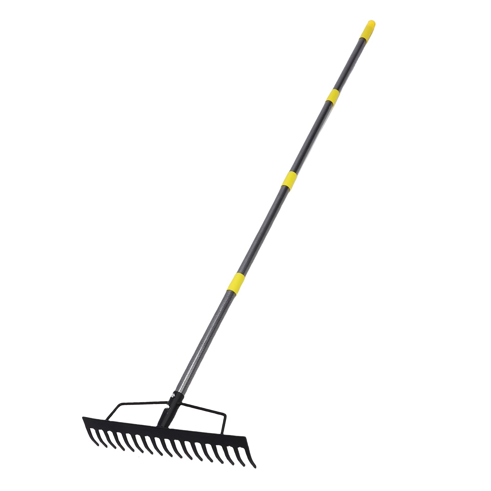 Asixxsix Gartenrechen, 16-Zinken-Bogenrechen aus Metall, Rasenrechen mit Verstellbarem Edelstahlgriff Zum Lösen des Bodens, Nivellierung von Mulch und Sammeln von Blättern