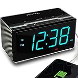 iTOMA Electronic Alarm Clock Radio-Bluetooth Stereo Speakers,FM Radio,Dual Alarm,Snooze,Brightness Dimmer,USB Charging Port,Backup Battery(CKS3501BT)