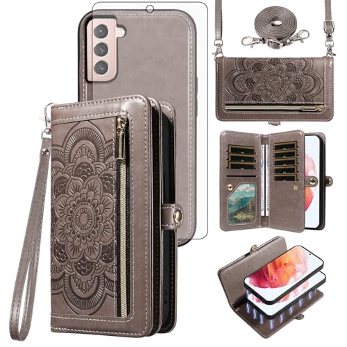 Coque Samsung S21 5G protection intégrale verre trempé et porte-cartes