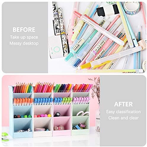 SITAKE Pen Holder Organiser, 4 Colors Pencil Pot Organiser and Storage, Big Desk Organiser and Accessories, Cute Stationary for Student, Teacher, Officer and School Supplier (4 Colours Big)