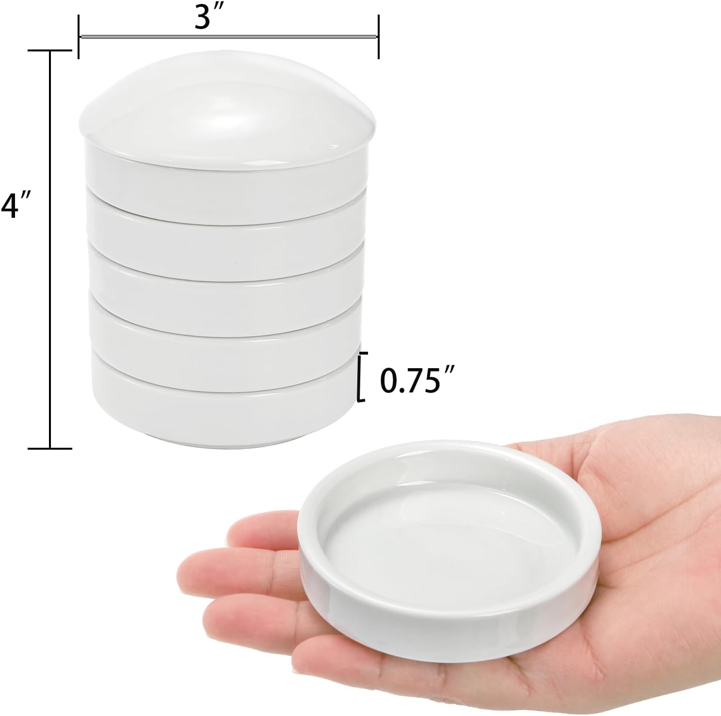 Jucoan 2 Pack Ceramic Watercolor Palette, 5 Layers Stackable Watercolor Mixing Trays Set, Round Porcelain Artist Paint Palette Bowl Dish with Lid for Gouache Pigment Chinese Ink Mixing