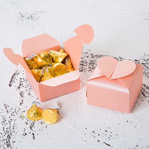 Awell Pink Favor Box Bulk 2.5X2X2.5 Inches With Heart Bow Party Favor Box,Pink,Pack Of 50 #TOP3