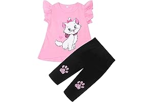 Little Girls Flutter Sleeve Crop Top & Leggings Sets, Summer Outfits For Girls 2-8t