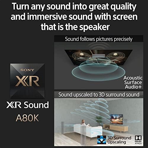 Sony XR-65A80K  65 Inch - BRAVIA XR - OLED  4K Ultra HD  High Dynamic Range (HDR)  Smart TV (Google TV) - (2022 model) + 5 Year Manufacturer Warranty