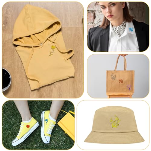 Image of Oruola 122pcs Embroidery Patterns Water Soluble,Water Soluble Embroidery Patterns, with Various Plant Flower Pattern,DIY Water-Soluble Kit,for Decoration on Hats, Scarves, Clothes and Other Fabrics