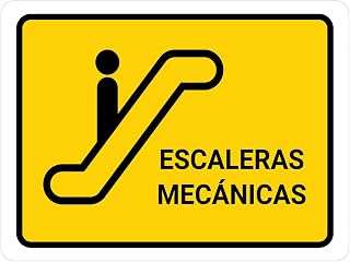 Escalators Yellow Spanish Landscape - Wall Sign Airport Metal Sign Plaque for Home and Outdoor Fence Decor | 12 x 16 in