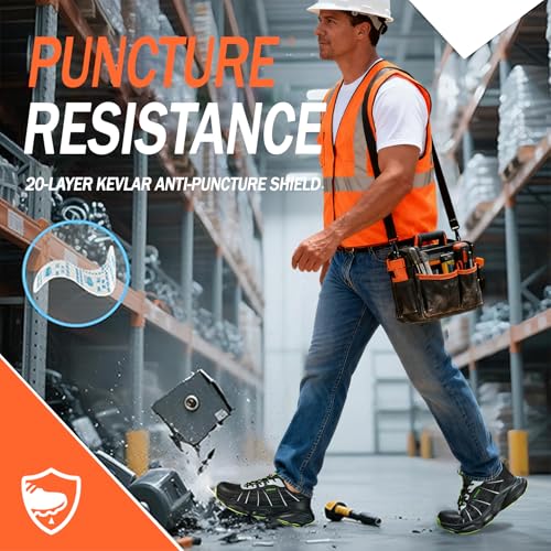 Image of Hogent Steel Toe Shoes for Men Women, Ultra Lightweight Premium Comfortable Work Sneakers, Puncture Proof Air Cushioned All‑Day Wear Safety Toe Shoes for Industrial Construction Warehouse Factory Work