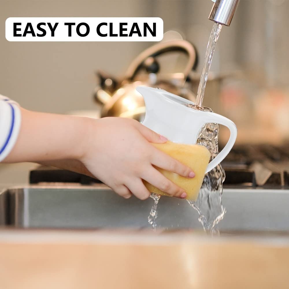 Saucière Isotherme pour Café Et Lait, Pot À Mousse De Lait en Céramique, Pot À Sauce, Pot À Crème De Café, Pot À Lait Expresso en Céramique, Pot À Lait pour Latte,White