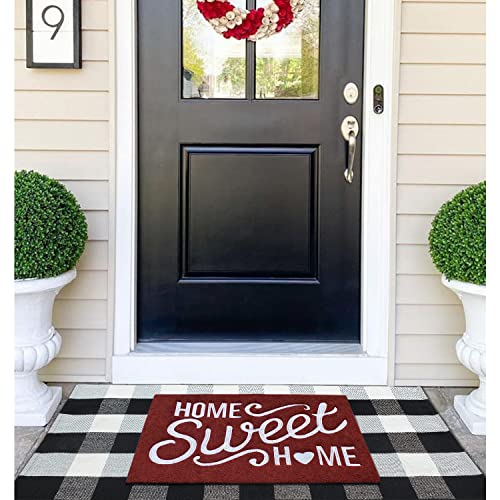 Aazzkang Red Door Mat Decorative Outdoor Mat With Non Slip Rubber Backing Easy To Clean Outside Inside Home Sweet Home Doormat For Bedrooom Living Room #TOP6