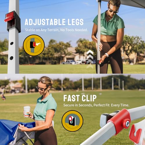 image for CROWN SHADES 10x10 Pop Up Canopy - Beach Tent with One Push Setup - Ea