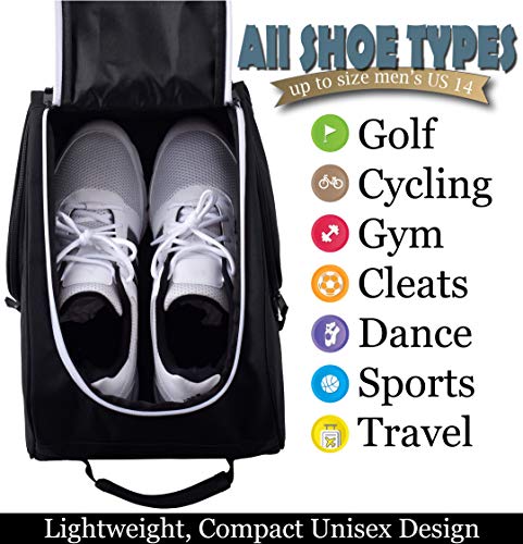 Athletico Golf Shoe Bag - Zippered Shoe Carrier Bags With Ventilation & Outside Pocket For Socks, Tees, Etc. Perfect Storage (Black) #TOP3