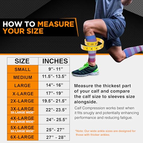 Image of Premium Calf Compression Sleeve 1 Pair 20-30mmHg Strong Calf Support Graduated Pressure for Sports Running Muscle Recovery Shin Splints Varicose Veins Doc Miller (Flag, Medium) | Graduated Support for Running, Shin Splints, Calf Strain, Knee High, Small to 6XL Plus Size