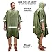 PTEROMY Hooded Rain Poncho for Adult with Pocket, Waterproof Lightweight Unisex Raincoat for Hiking Camping Emergency (Green w/Reflective Stripe)