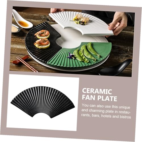 Plato japonés cerámico estilo abanico para sushi miniatura 3