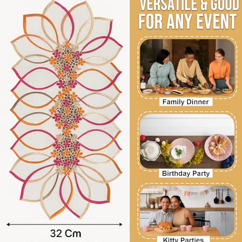 Image of Homerz Premium Table Runner, PVC, Size- 92x34 cm | Waterproof, Heat Resistant, Non-Slip, Easy to Clean Soft Table Runner for Coffee Table, Dining Table and Centre Table. (Pink Pro)