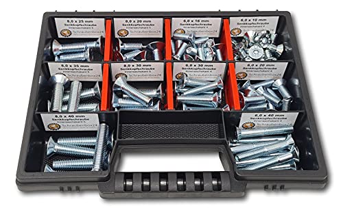 Senkkopfschrauben Sortiment M6-M8 // 10mm-40mm 105 tlg. Schraubenbox DIN 7991 ISO 10642