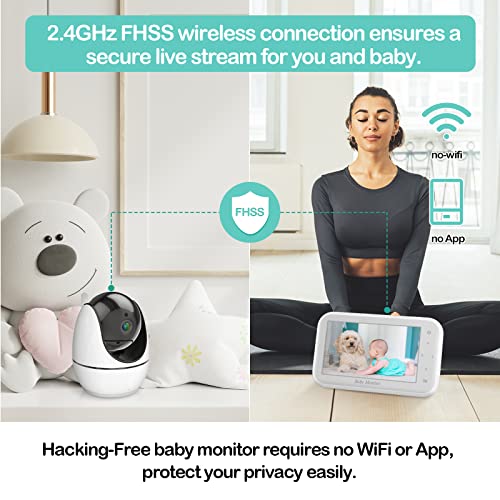 Just-Best Baby Monitor With Camera And Audio, 4.5" Remote Pan-Tilt-Zoom Video Baby Monitor, 720P Hd Baby Camera Monitor With Vox Mode, Night Vision & 8 Lullabies And 1000Ft Long Range #TOP4