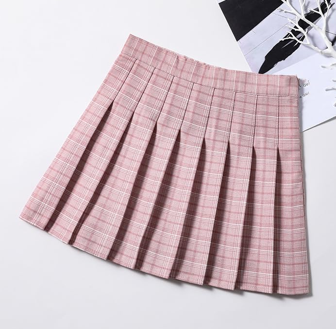 Women's High Waist Large Size Black Plaid Short Skirt - Summer4