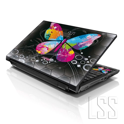 Image of LSS 15 15.6 Inches Laptop Notebook Skin Sticker with 2 Wrist Pads - Reusable Cover Protector Vinyl Sticker Cover Decal Fits 13 inch - 16 inch HP Asus Acer - Multi Colored Butterfly Pattern