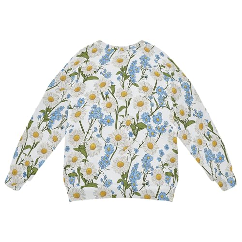 JUNZAN Daisies Forget Me Nots Flowers Big Boys Hooded Sweatshirt Long Sleeve Outerwear for Kids Party 4T2