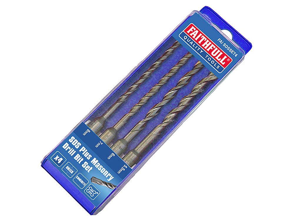 Faithfull FAISDSSET4 SDS Plus Drill Bit Set, 4 Piece 5.5-8mm