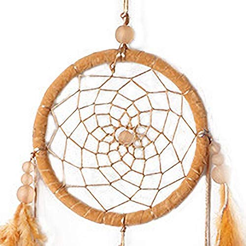 Attrape-rêves plumes marron 11x56cm pour décoration murale macramé