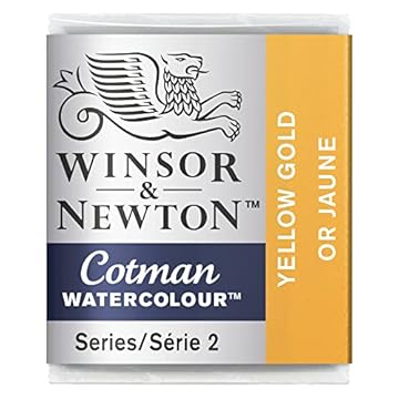 Winsor & Newton Cotman Metallic Watercolour Paint, Yellow Gold, Half Pan, Vibrant High Quality Pigments
