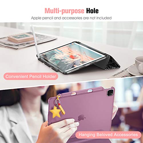 Casebot Case For Ipad Pro 11" 2020 & 2018 With Pencil Holder [Supports 2Nd Gen Pencil Charging] - Slimshell Lightweight Stand With Translucent Frosted Back Cover, Auto Wake/Sleep, Navy #TOP5