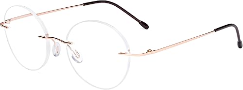 Eyekepper Gafas de Lectura sin Marco Mujeres - Lectores Redondos sin montura Hombres Oro +3.00