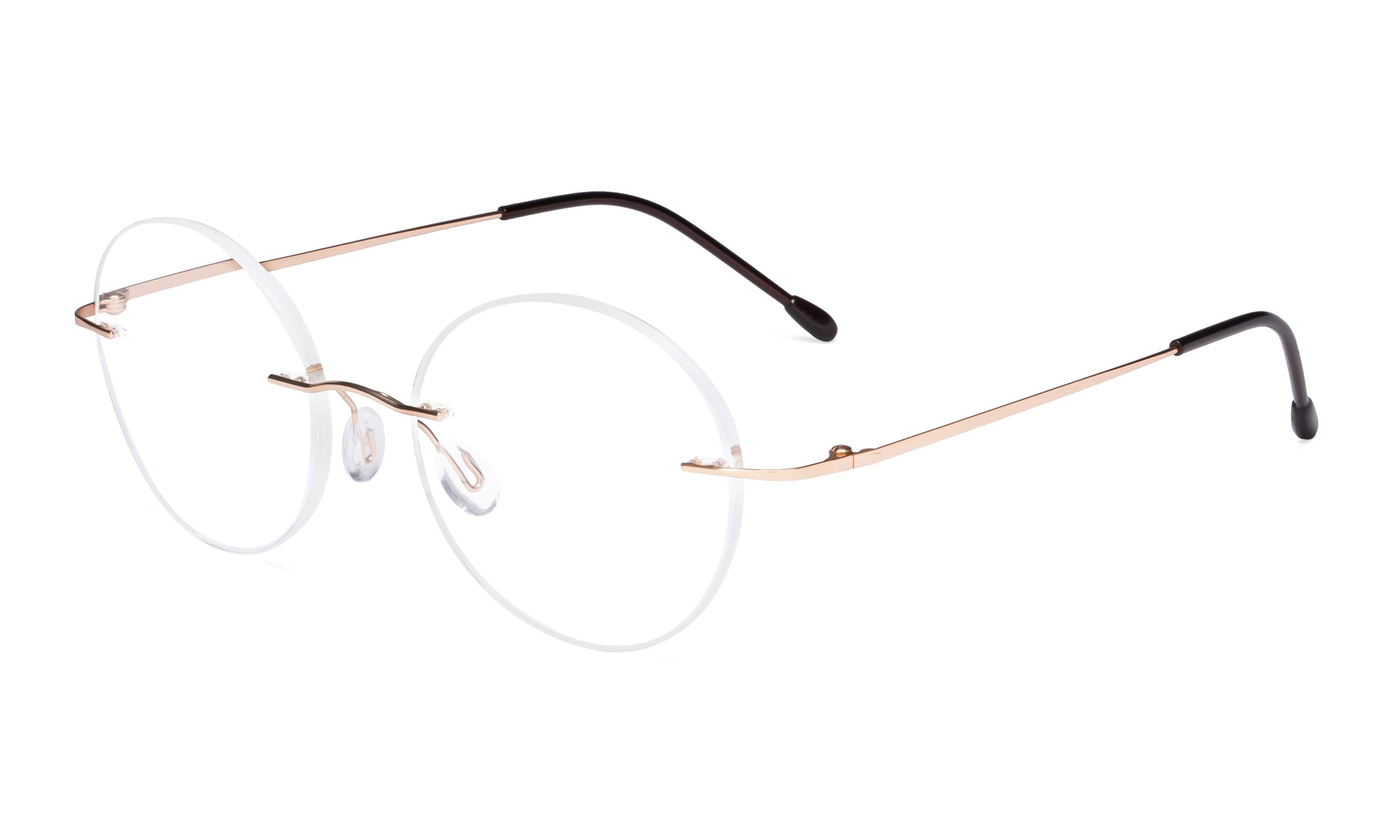 Eyekepper Frameless Reading Glasses Women - Round Rimless Readers Men Gold +1.00