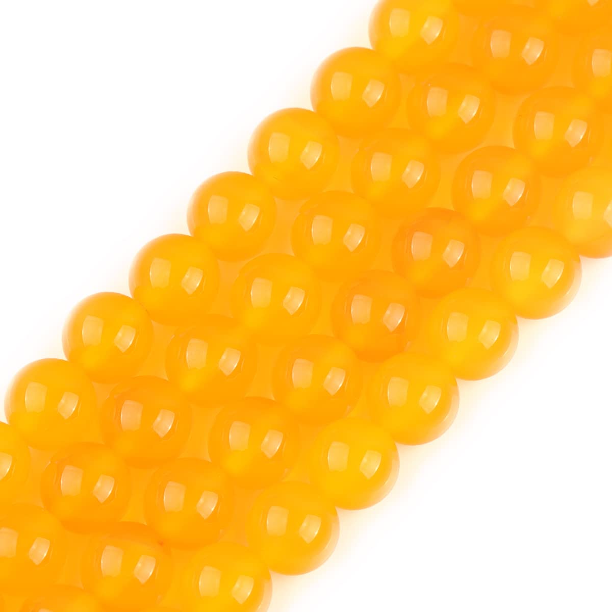 GEM-Inside 8mm Yellow Agate Round Gemstone Semi Precious Loose Beads for Jewellery Making 15''