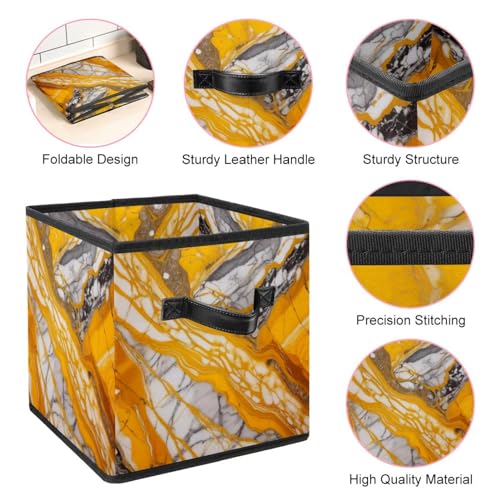 Grand bac de rangement cube pliable marbre jaune