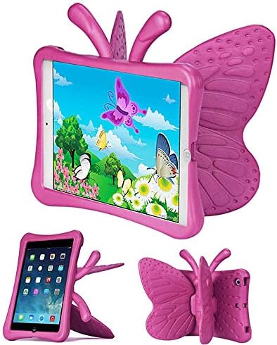 Tading Kids Case for Apple iPad Mini 5/4/3/2/1 7.9 inch Only, Lightweight Shockproof EVA Foam Stand Cover for iPad Mini, Mini 5 (2019), Mini 4, iPad Mini 3rd Generation, Mini 2 Tablet - Butterfly Rose