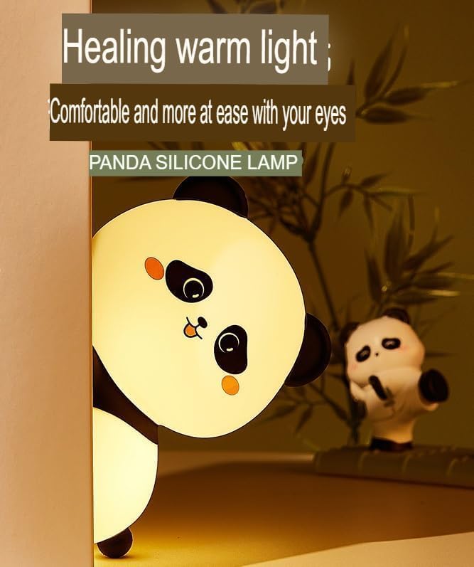 Image of Night Lamp for Bedroom | Touch Control Silicone Lamp with 7-Colour Changing Light | USB Rechargeable Bedside Girls & Boys | Warm White Diwali Decoration Light | Christmas Gift (Baby Panda)