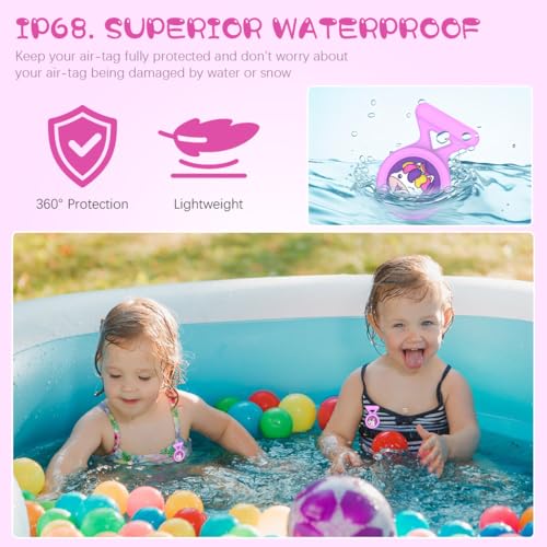 Image of ZORBES Waterproof AirTag Holder Cartoon Unicorn Purple Brooch Pin AirTag Holder Silicone Waterproof Anti-Lost Brooch Pin for Kids,Luggage,Bag Backpack