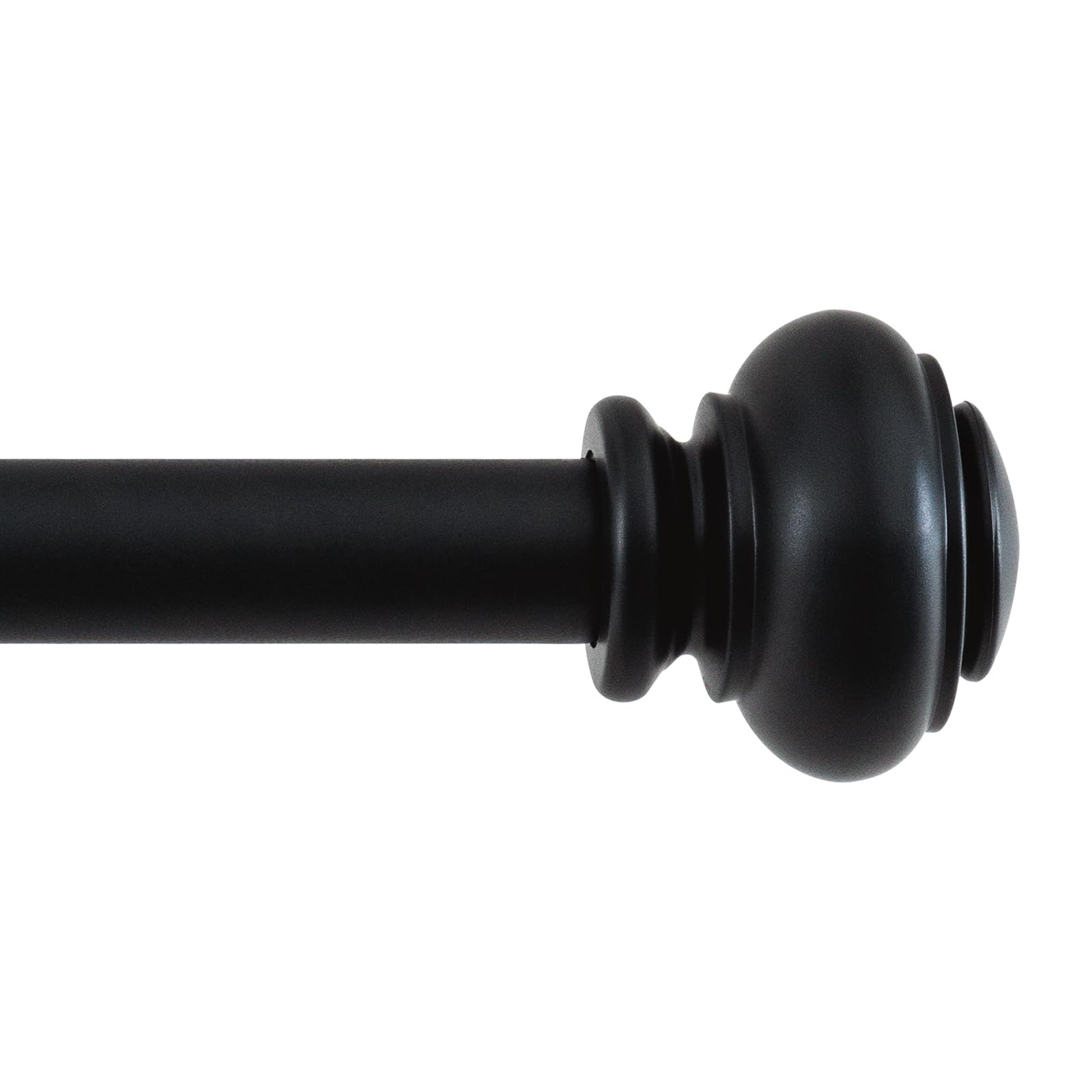 Bellahills Black Curtain Pole Extendable Curtain Poles For Eyelet Curtains 25Mm Single Curtain Rod With Classic Finials 76 To 150 Cm, Adjustable Window Curtain Pole With Brackets Fittings Set,