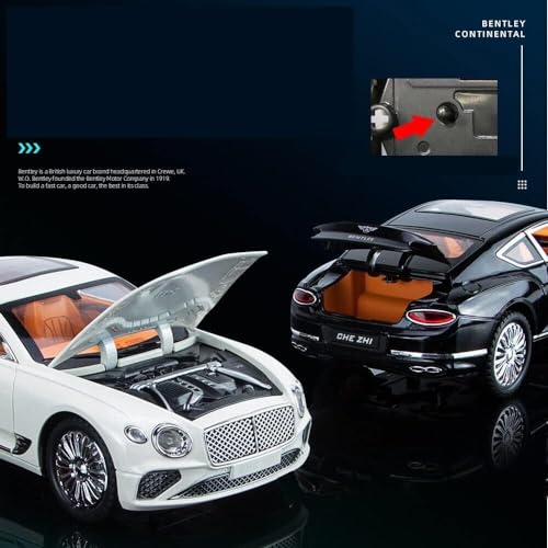 Image of Invite Enterprise 1:24 Scale Bentley Continental GT Exclusive Alloy Metal Pull Back Die-cast Car Model with Sound Light Mini Auto Toy for Kids Metal Model Toy Car with Sound and Light(Multicolor)
