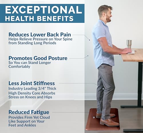 ComfiLife Anti Fatigue Floor Mat – 3/4 Inch Thick Kitchen Mats for Floor, Standing Desk Mat, Kitchen Rug – Comfort at Home, Office – Durable – Stain Resistant – Non-Slip Bottom (24" x 70", Brown)