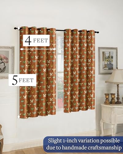 Image of Cloth Fusion Printed 100% Blackout Window Curtains 5 Feet Long Set of 2